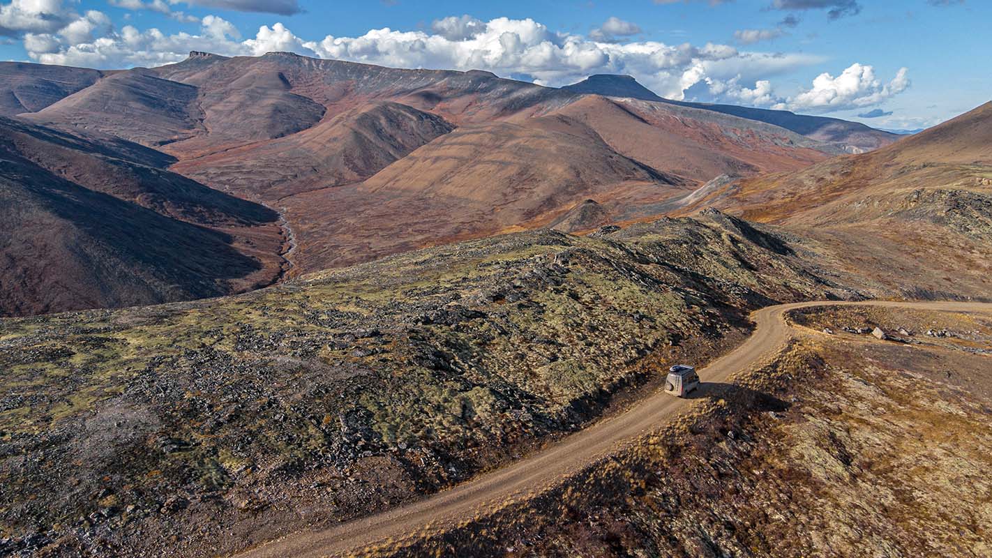 Driving Dempster Highway in dry conditions